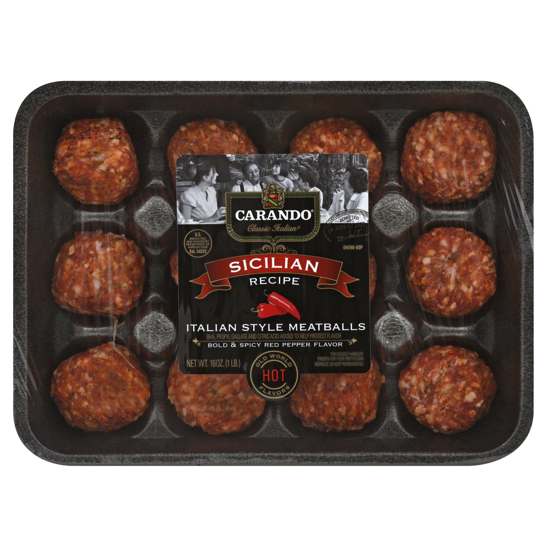 slide 1 of 9, Carando Spicy Sicilian Italian Style Meatballs, 16 oz, 16 oz