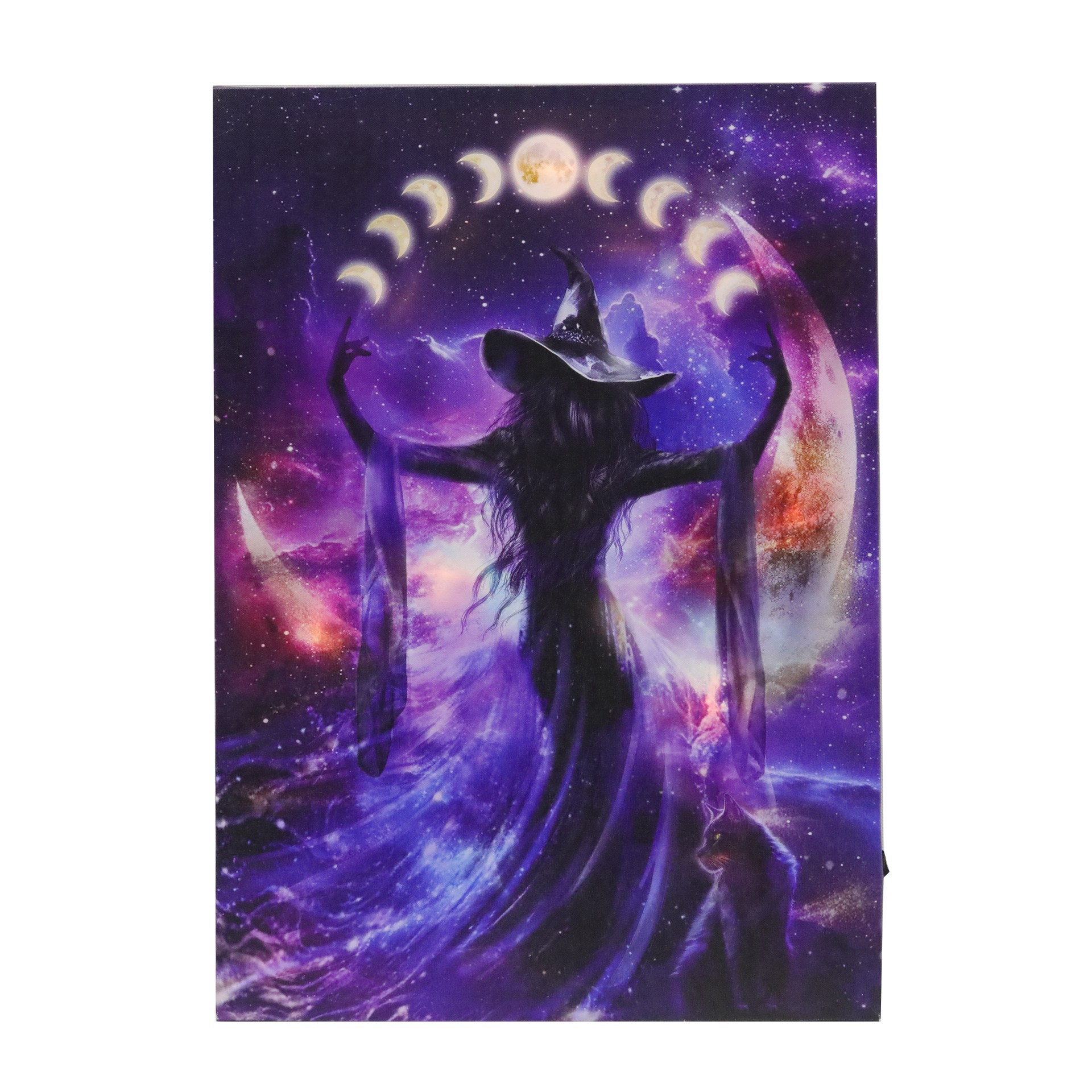 slide 2 of 3, 17" X 23.5" Witch With Moons Led Wall Decor By Ashland, 17 in x 23.5 in