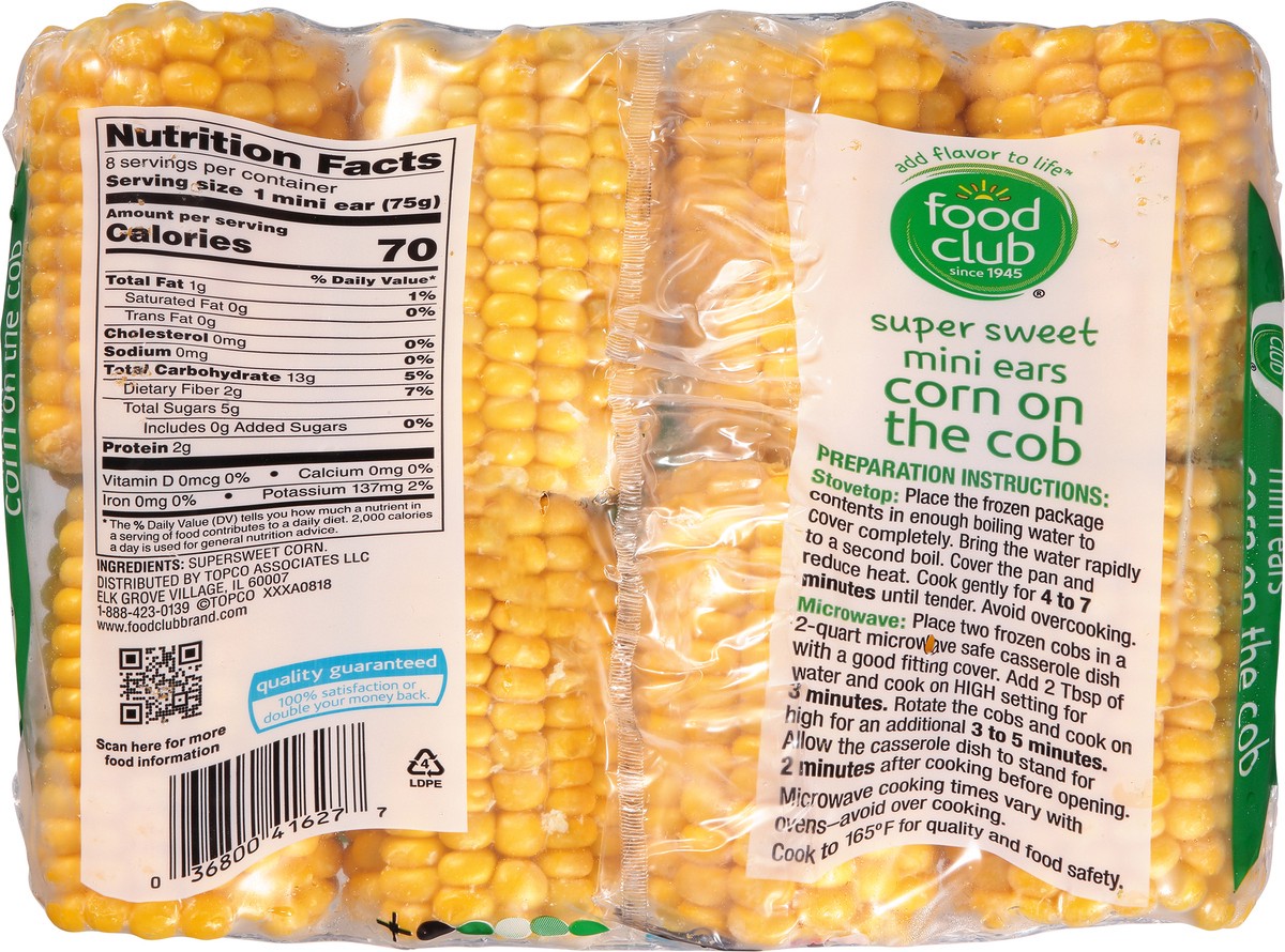 slide 10 of 14, Food Club Super Sweet Mini Ears Corn on the Cob 8 ea, 8 ct