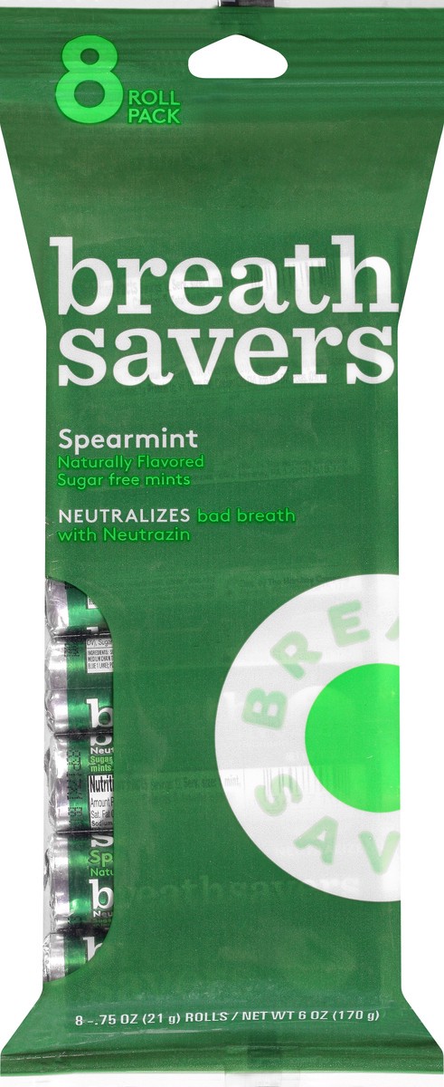 slide 1 of 4, Breath Savers 8 Pack Sugar Free Spearmint Mints 8 ea, 1 ct