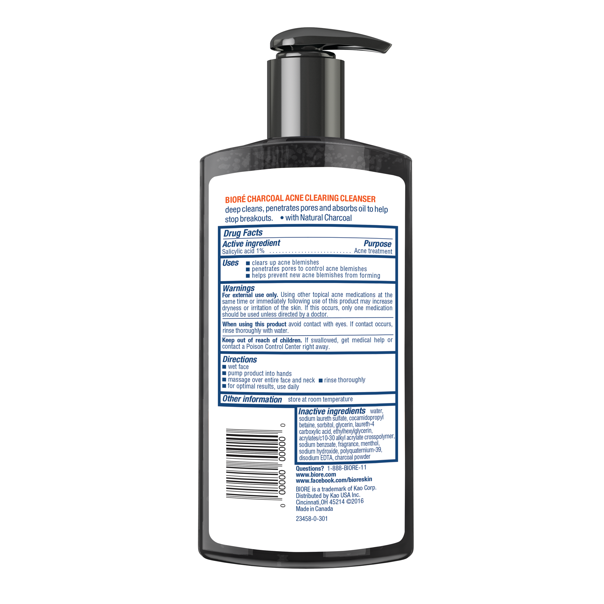 slide 3 of 5, Biore Charcoal Acne Clean, 6.77 oz