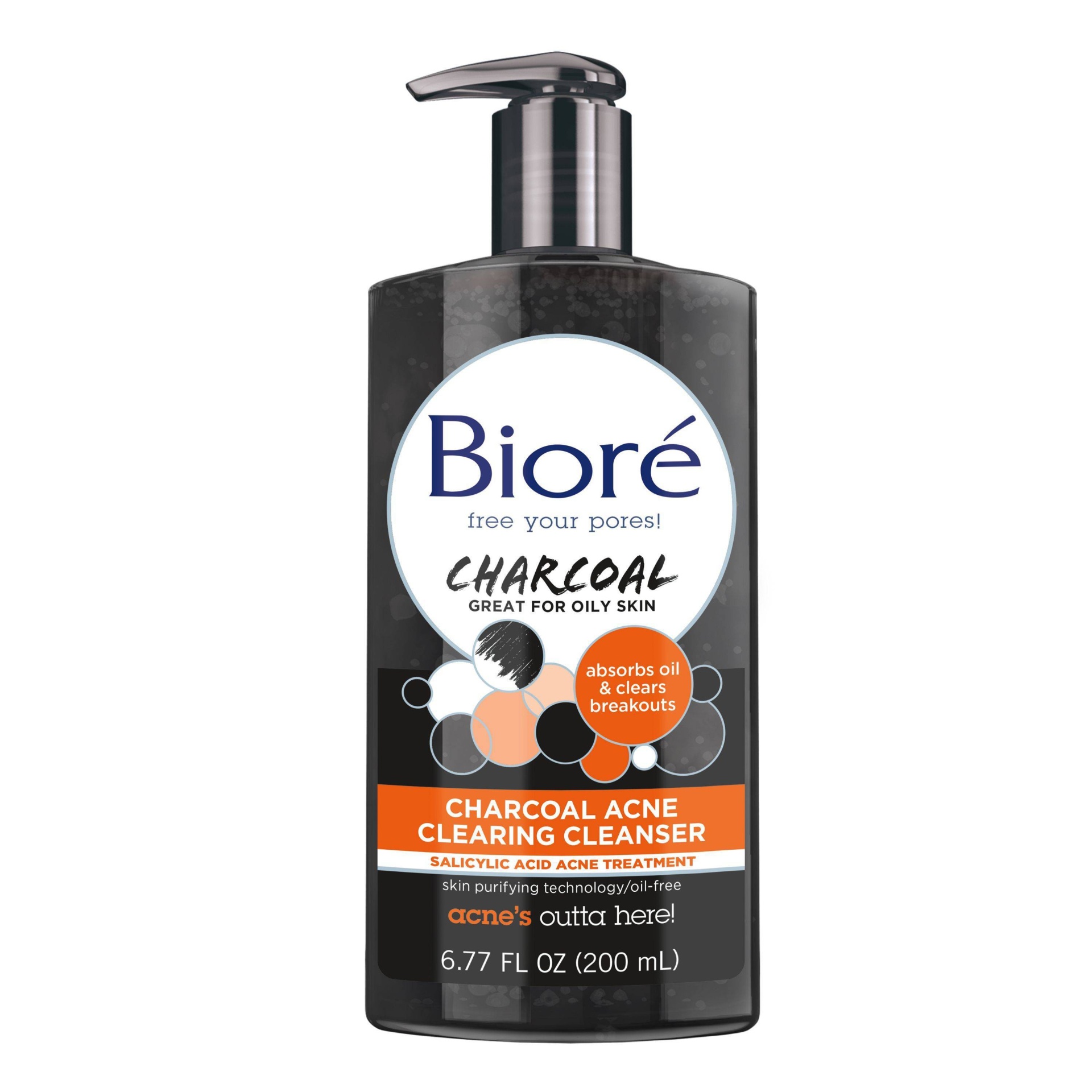 slide 1 of 5, Biore Charcoal Acne Daily Cleanser, 6.77 oz