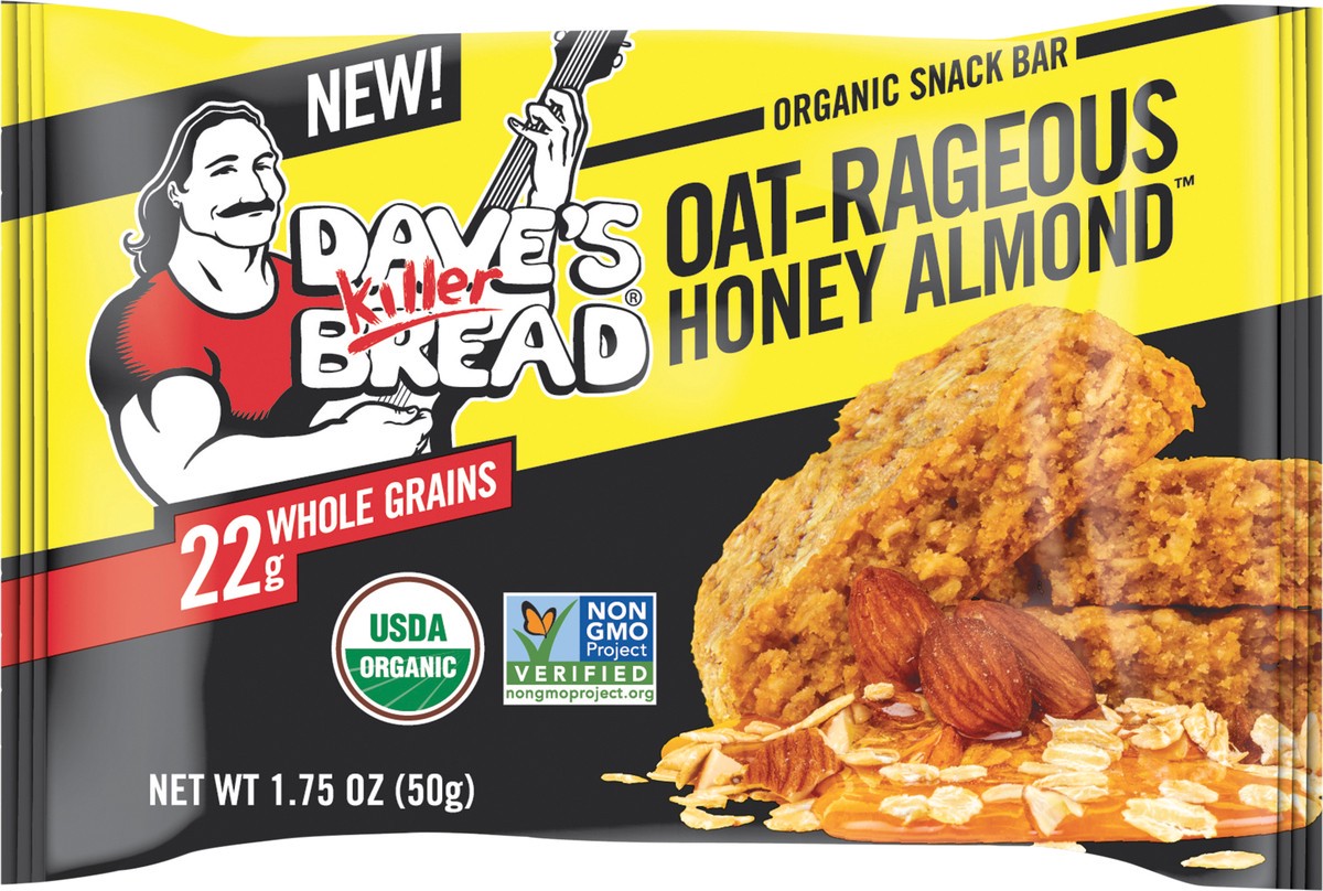 slide 4 of 12, Dave's Killer Bread Organic Oat-Rageous Honey Almond Snack Bar 1.75 oz,