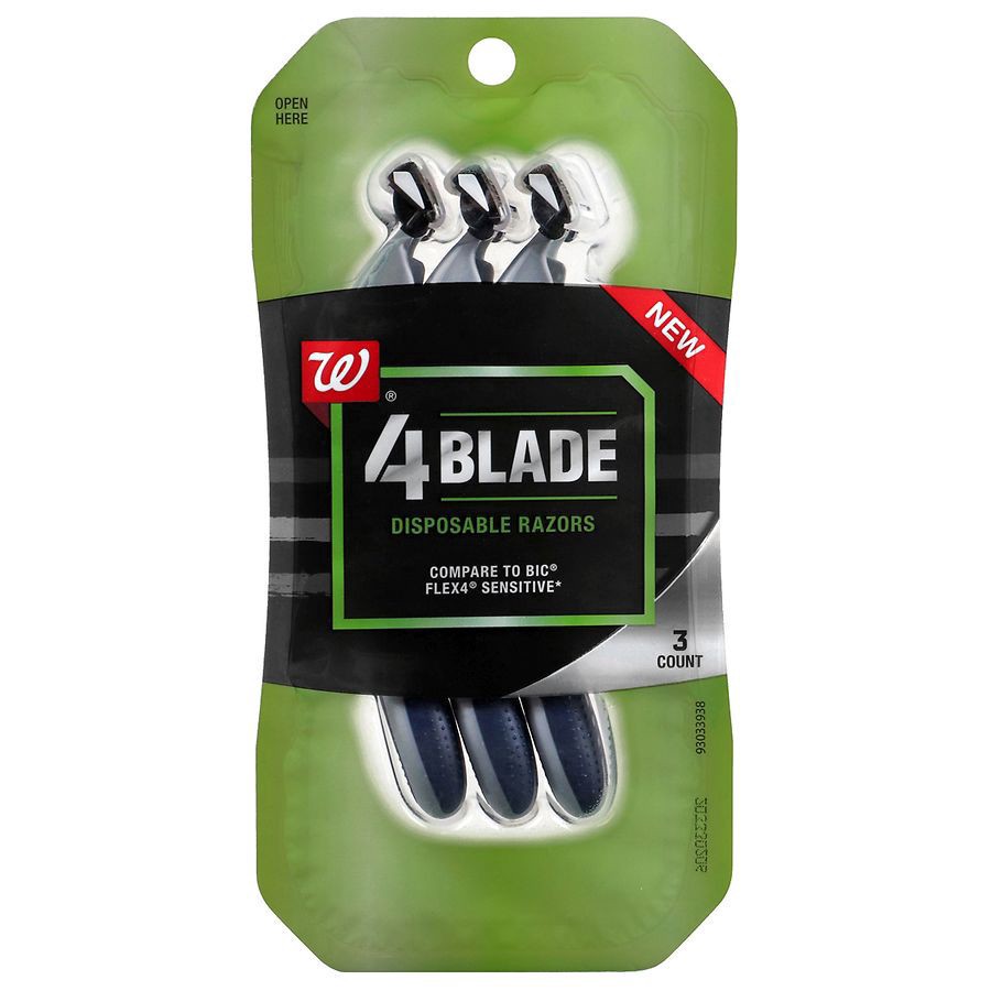 slide 1 of 5, Walgreens 4 Blade Disposable Razors, 3 ct