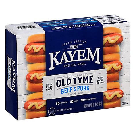 slide 1 of 1, Kayem Old Tyme Beef & Pork Frankfurters 40 oz, 40 oz