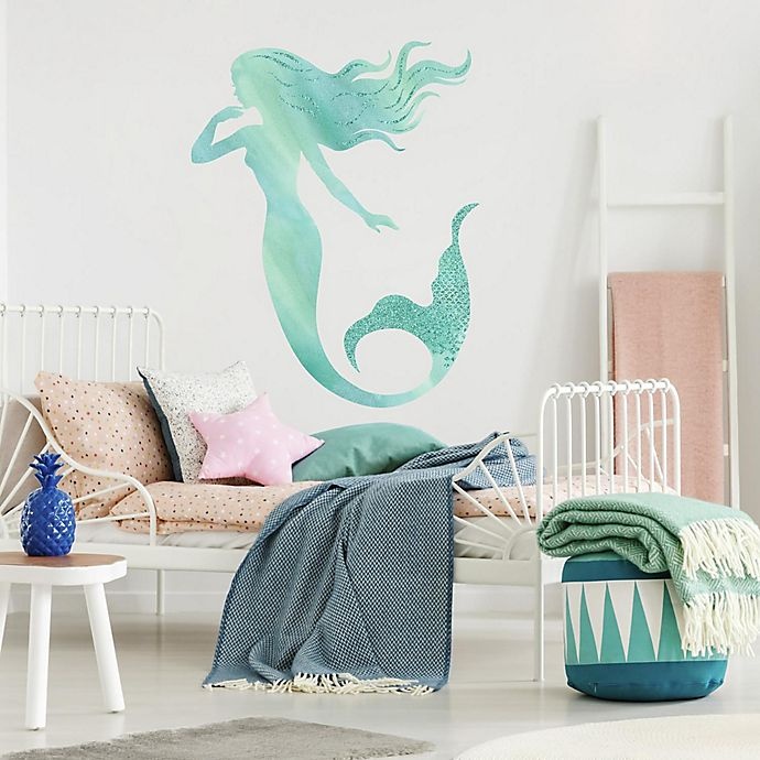 slide 5 of 7, RoomMates Glitter Mermaid Peel & Stick Giant Wall Decals, 1 ct