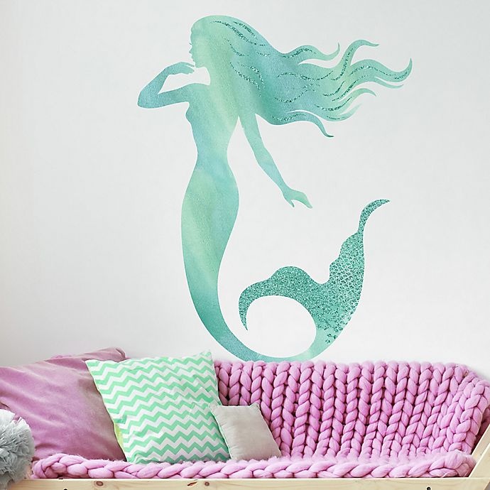 slide 6 of 7, RoomMates Glitter Mermaid Peel & Stick Giant Wall Decals, 1 ct