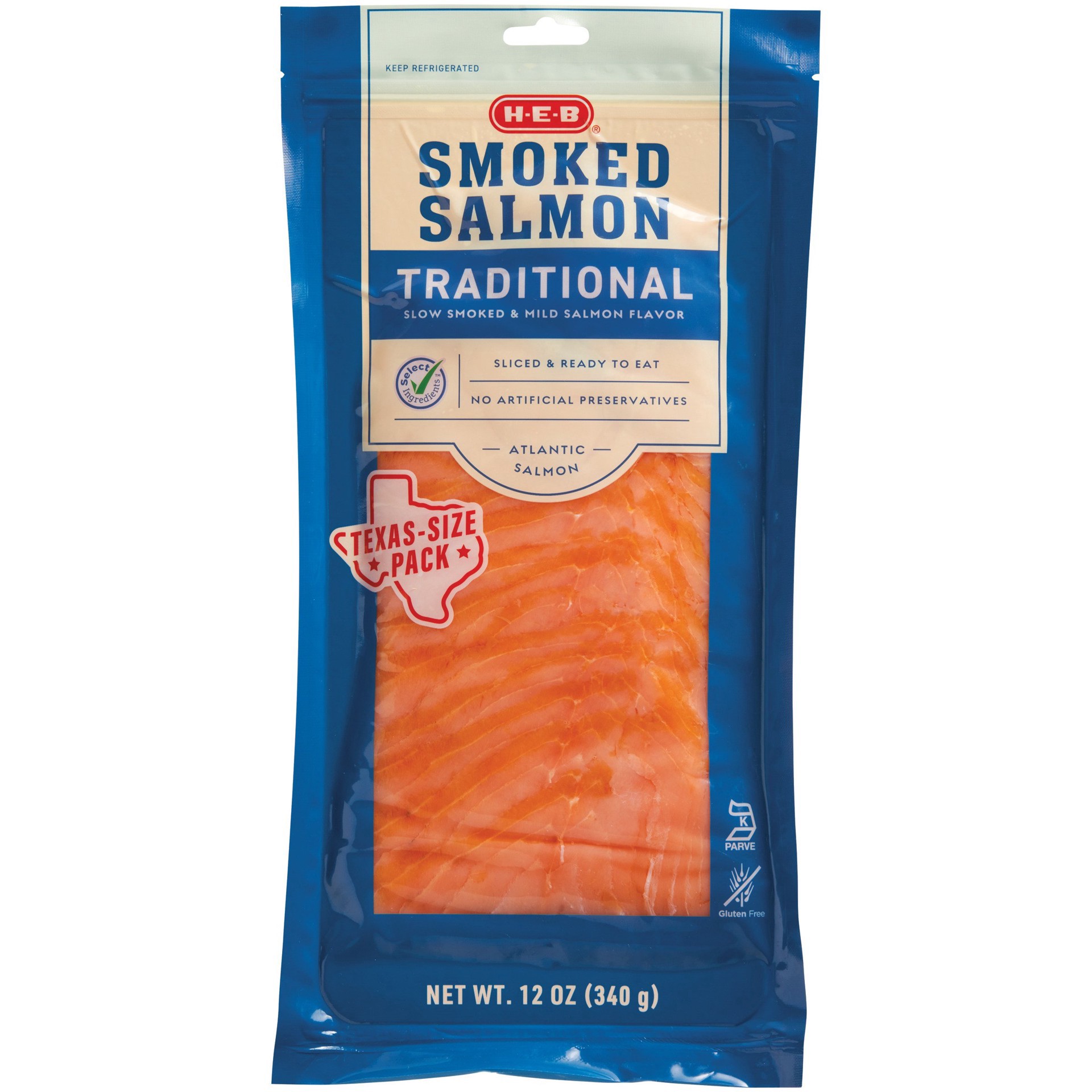 slide 1 of 1, H-E-B Smoked Atlantic Salmon – Traditional - Texas-Size Pack, 12 oz