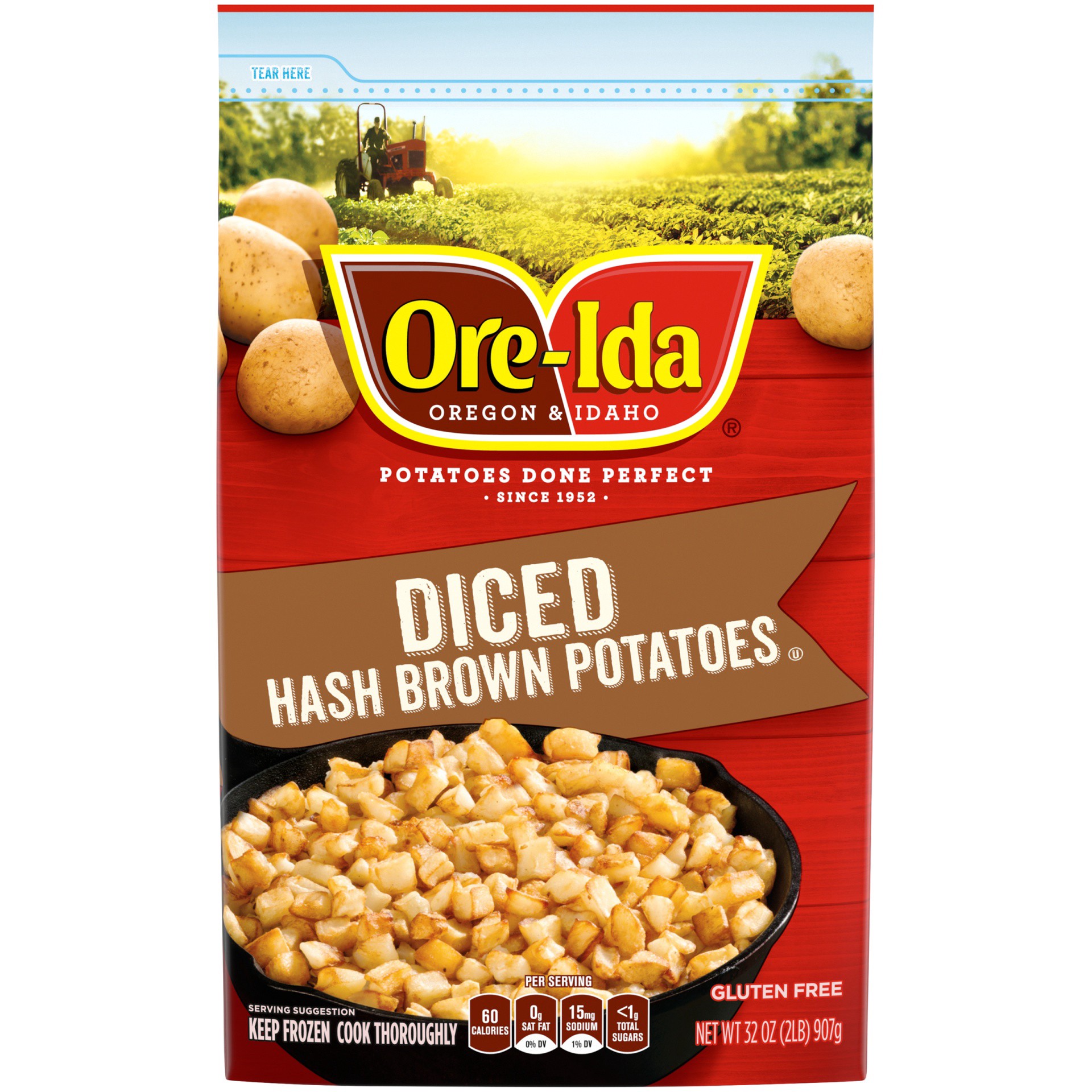 slide 1 of 10, Ore-Ida Diced Hash Brown Frozen Potatoes, 32 oz Bag, 32 oz