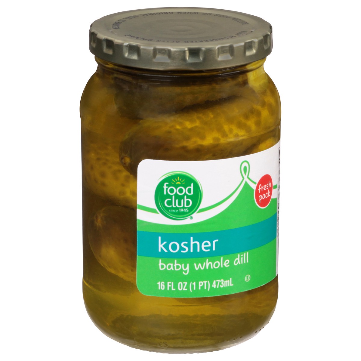 slide 2 of 9, Food Club Kosher Baby Whole Dill Pickles 16 fl oz, 16 oz
