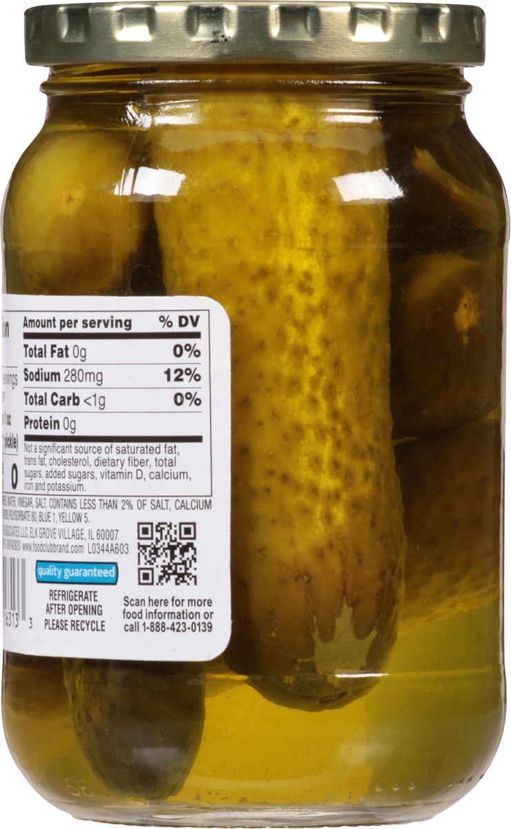 slide 5 of 9, Food Club Kosher Baby Whole Dill Pickles 16 fl oz, 16 oz