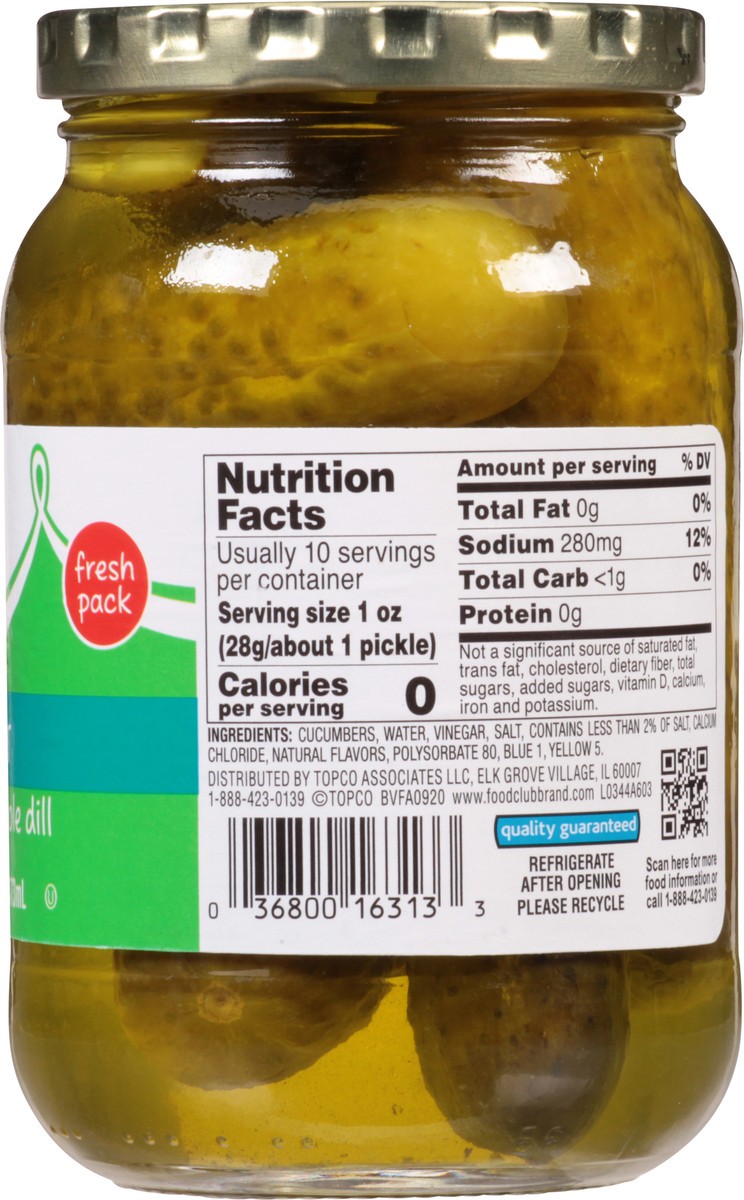 slide 8 of 9, Food Club Kosher Baby Whole Dill Pickles 16 fl oz, 16 oz