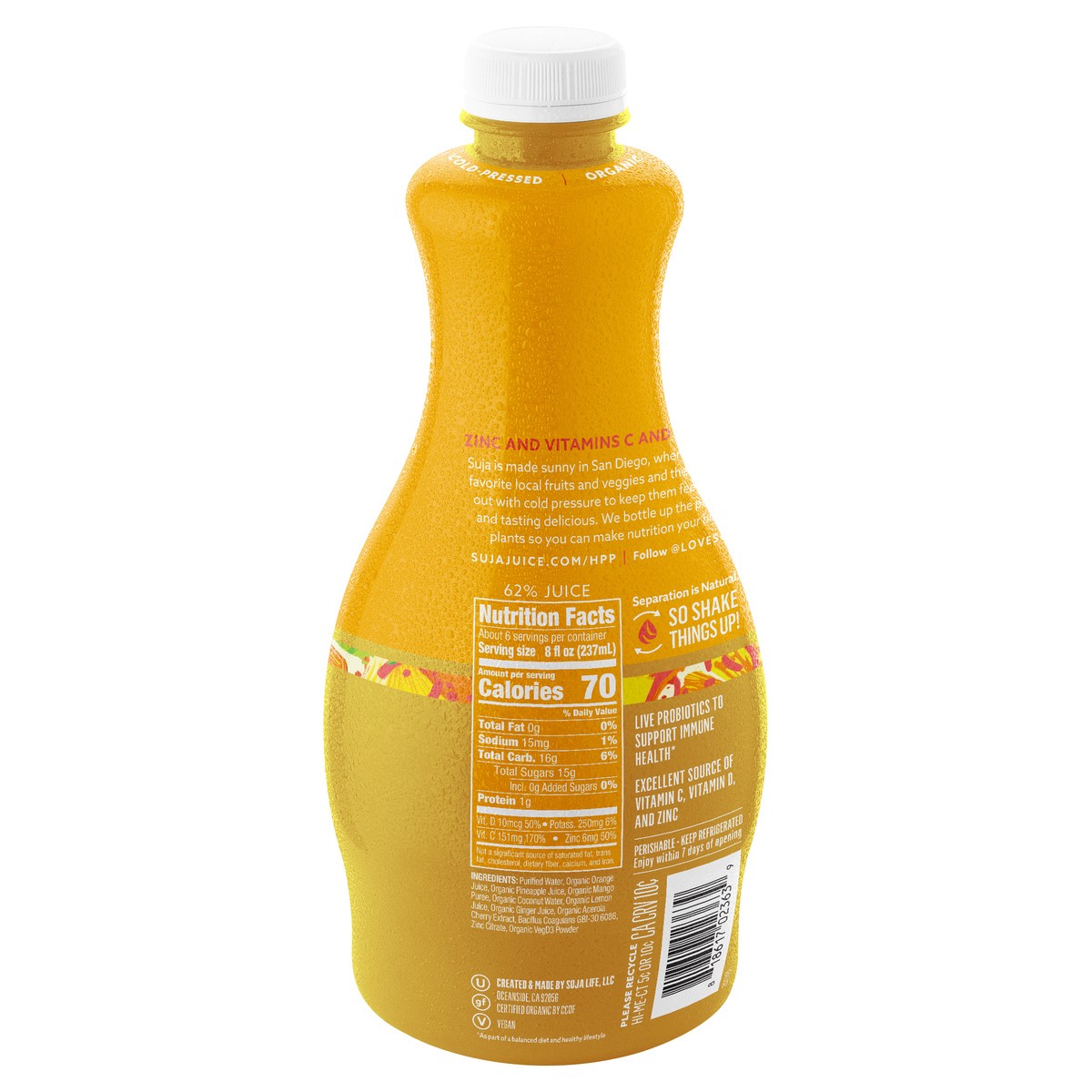 slide 9 of 11, Suja Juice Co Suja Organic Cold-Pressed Citrus Immunity, 46 oz., 46 oz