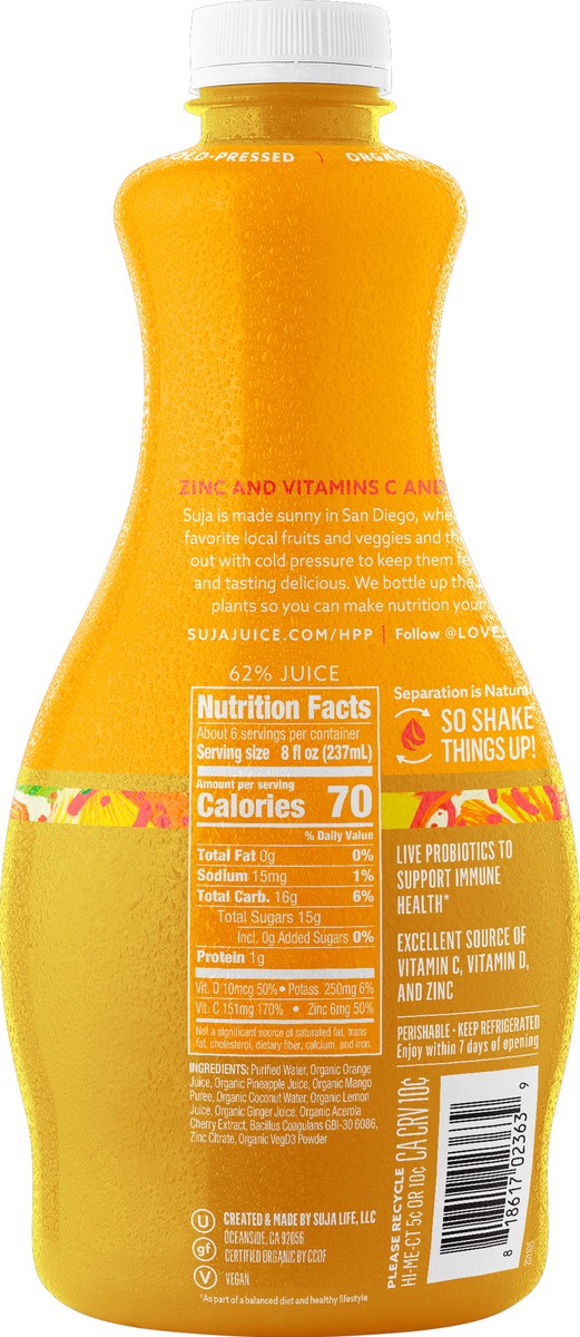 slide 4 of 11, Suja Juice Co Suja Organic Cold-Pressed Citrus Immunity, 46 oz., 46 oz