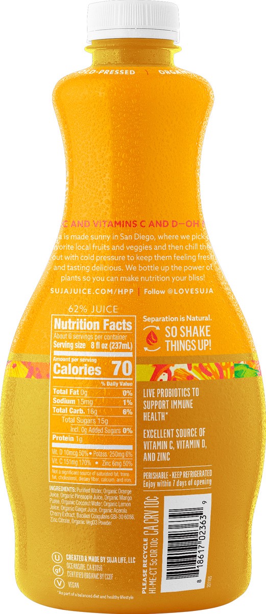 slide 6 of 11, Suja Juice Co Suja Organic Cold-Pressed Citrus Immunity, 46 oz., 46 oz