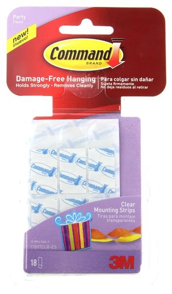 slide 1 of 1, 3M Command Damage Free Hanging Clear Party Size Mounting Strips, 18 ct