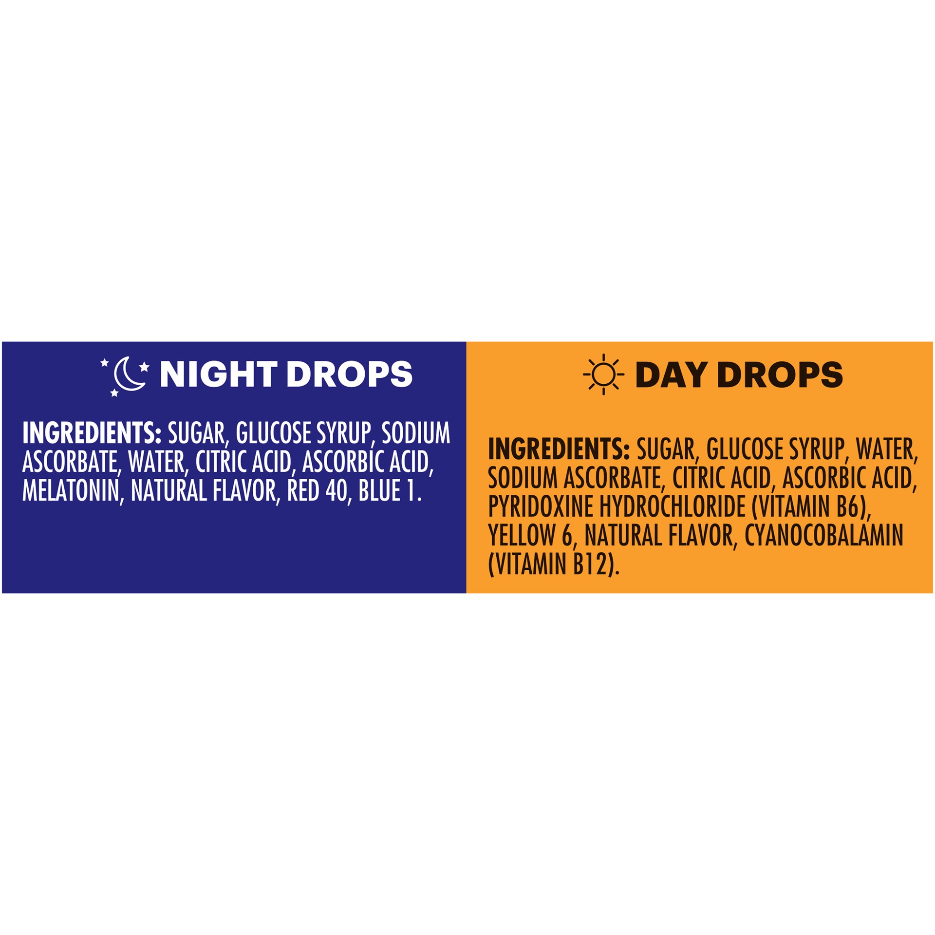 slide 4 of 7, HALLS Energy & Sleep Dietary Supplements, Tropical & Mixed Berry Flavors, 1 Pack (14 Daytime Drops, 7 Nighttime Drops), 0.13 lb