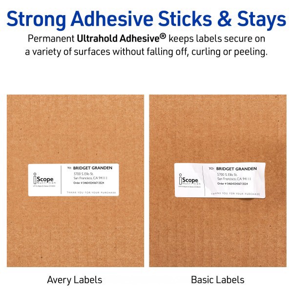 slide 6 of 9, Avery Printable Waterproof Labels With Sure Feed, Rectangle, 1"" X 2-5/8"", Matte White, Pack Of 300, 300 ct