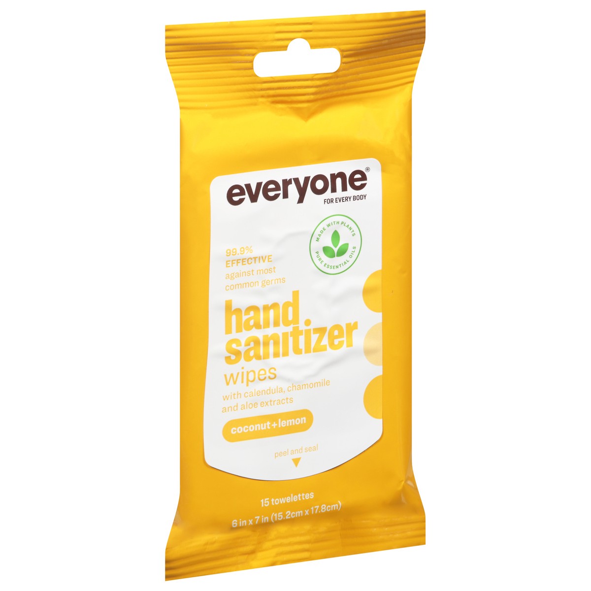 slide 5 of 13, Everyone Towelettes Coconut + Lemon Hand Sanitizer Wipes 15 ea, 1 ct