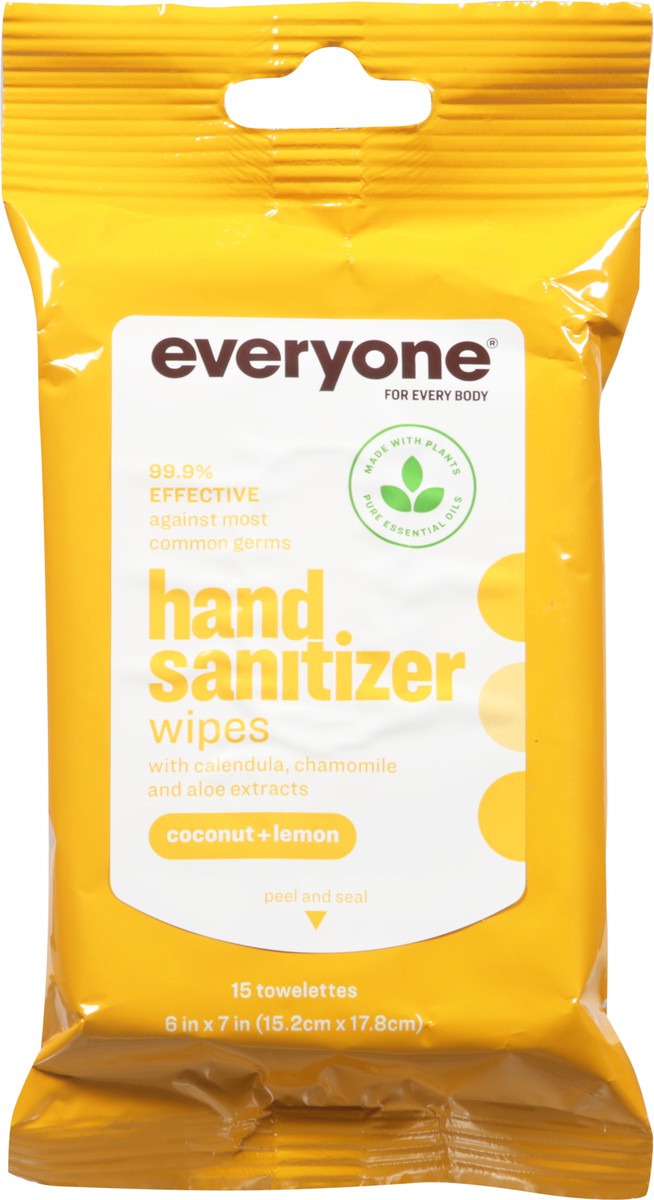 slide 3 of 13, Everyone Towelettes Coconut + Lemon Hand Sanitizer Wipes 15 ea, 1 ct