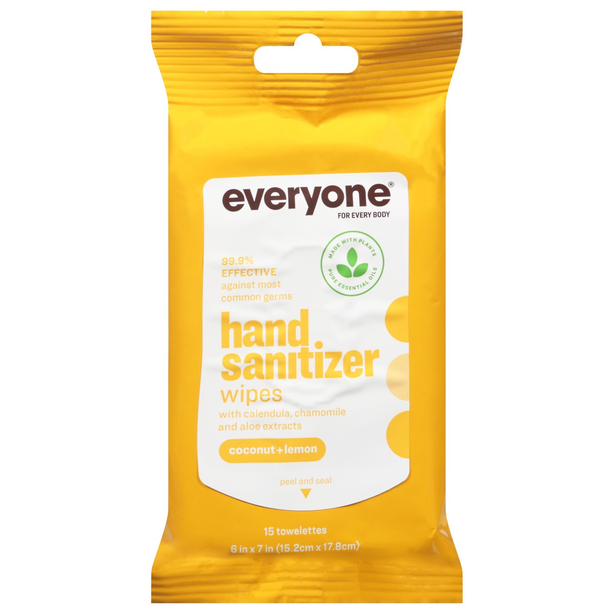 slide 8 of 13, Everyone Towelettes Coconut + Lemon Hand Sanitizer Wipes 15 ea, 1 ct