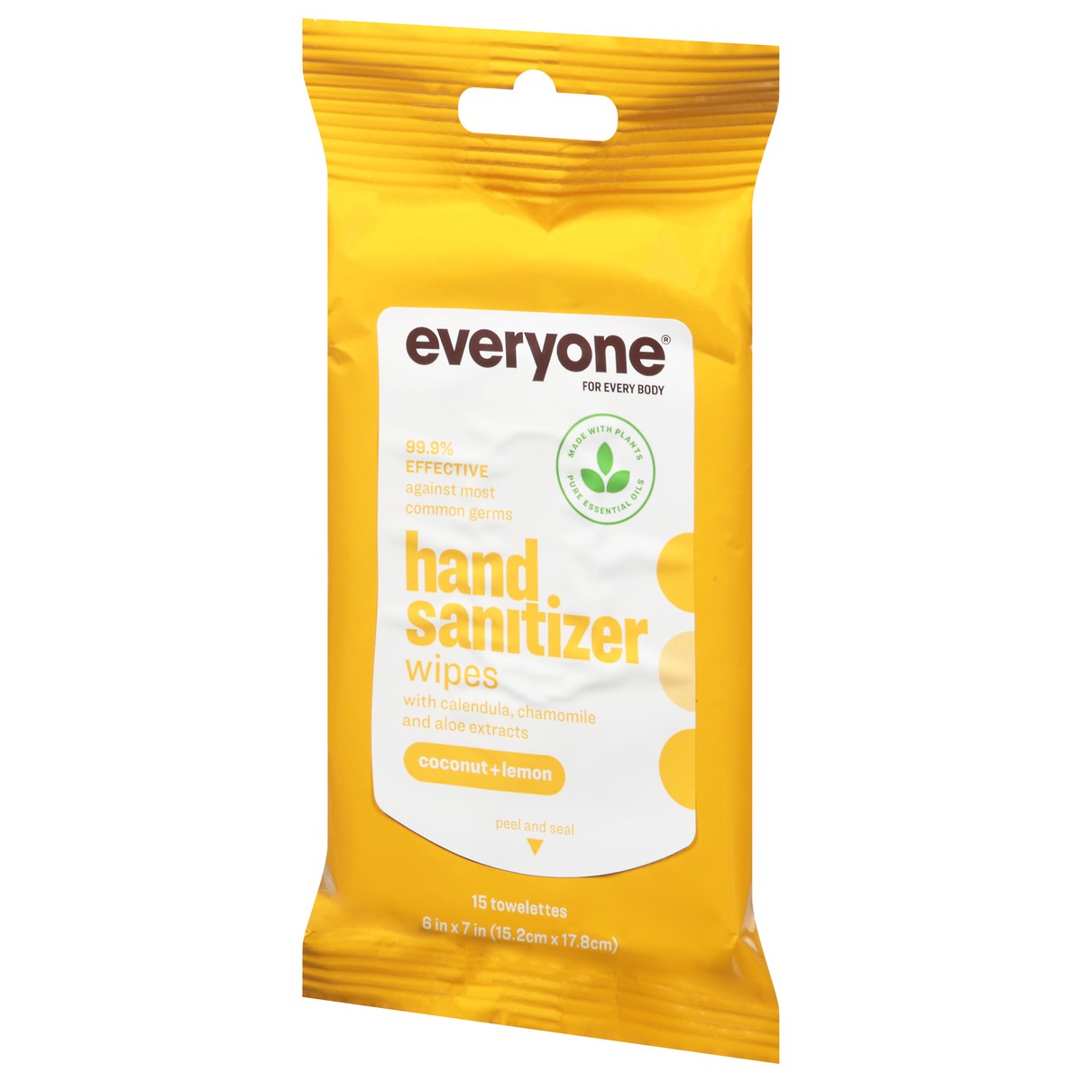 slide 6 of 13, Everyone Towelettes Coconut + Lemon Hand Sanitizer Wipes 15 ea, 1 ct