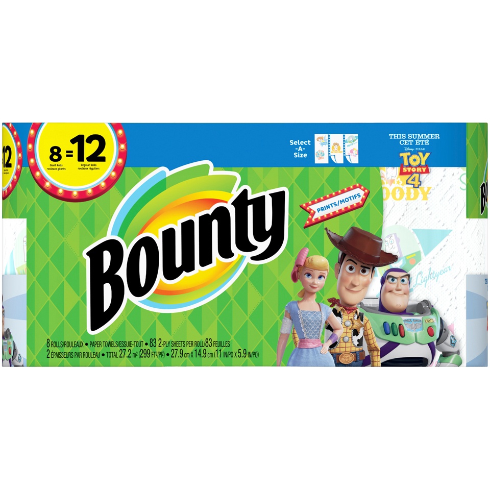 slide 2 of 2, Bounty Select-A-Size Paper Towels, Disney Toy Story 4 Print, Giant, 8 ct