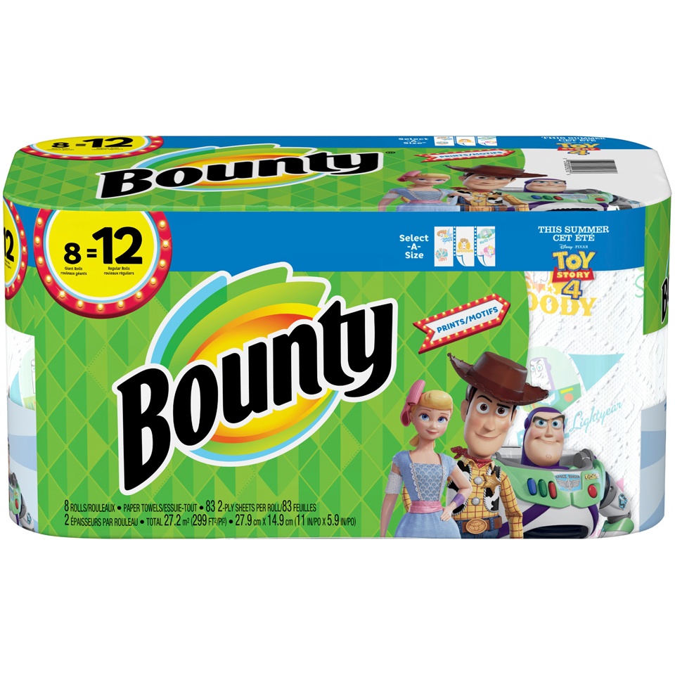 slide 1 of 2, Bounty Select-A-Size Paper Towels, Disney Toy Story 4 Print, Giant, 8 ct