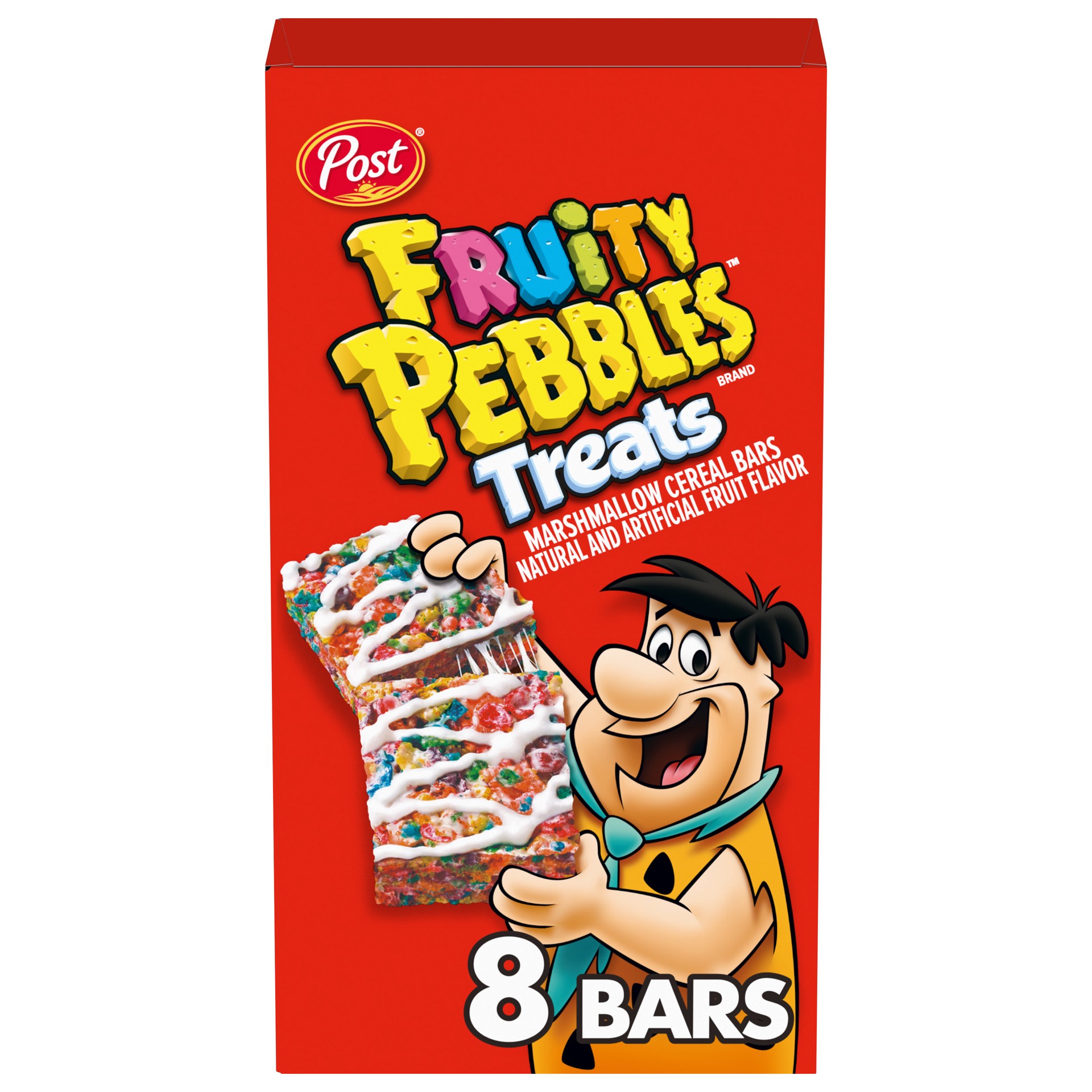 slide 1 of 9, Post Fruity PEBBLES Treats, 8 CT Box, 6.2 oz