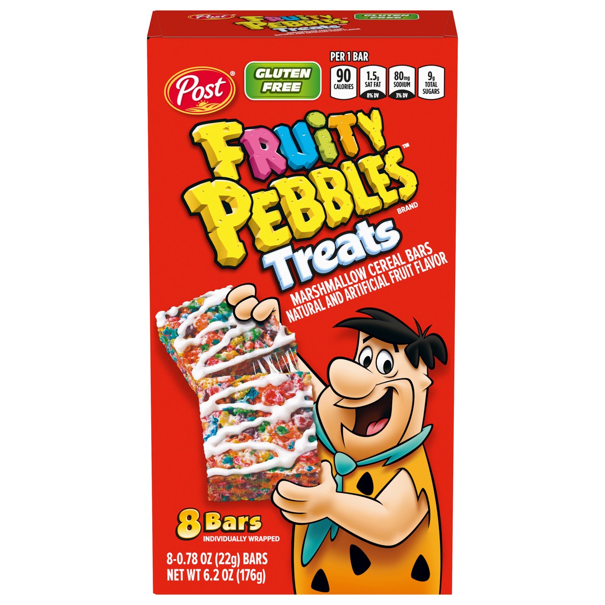 slide 1 of 9, 1/6.2 Post Fruity Pebbles Treats, 8 ct