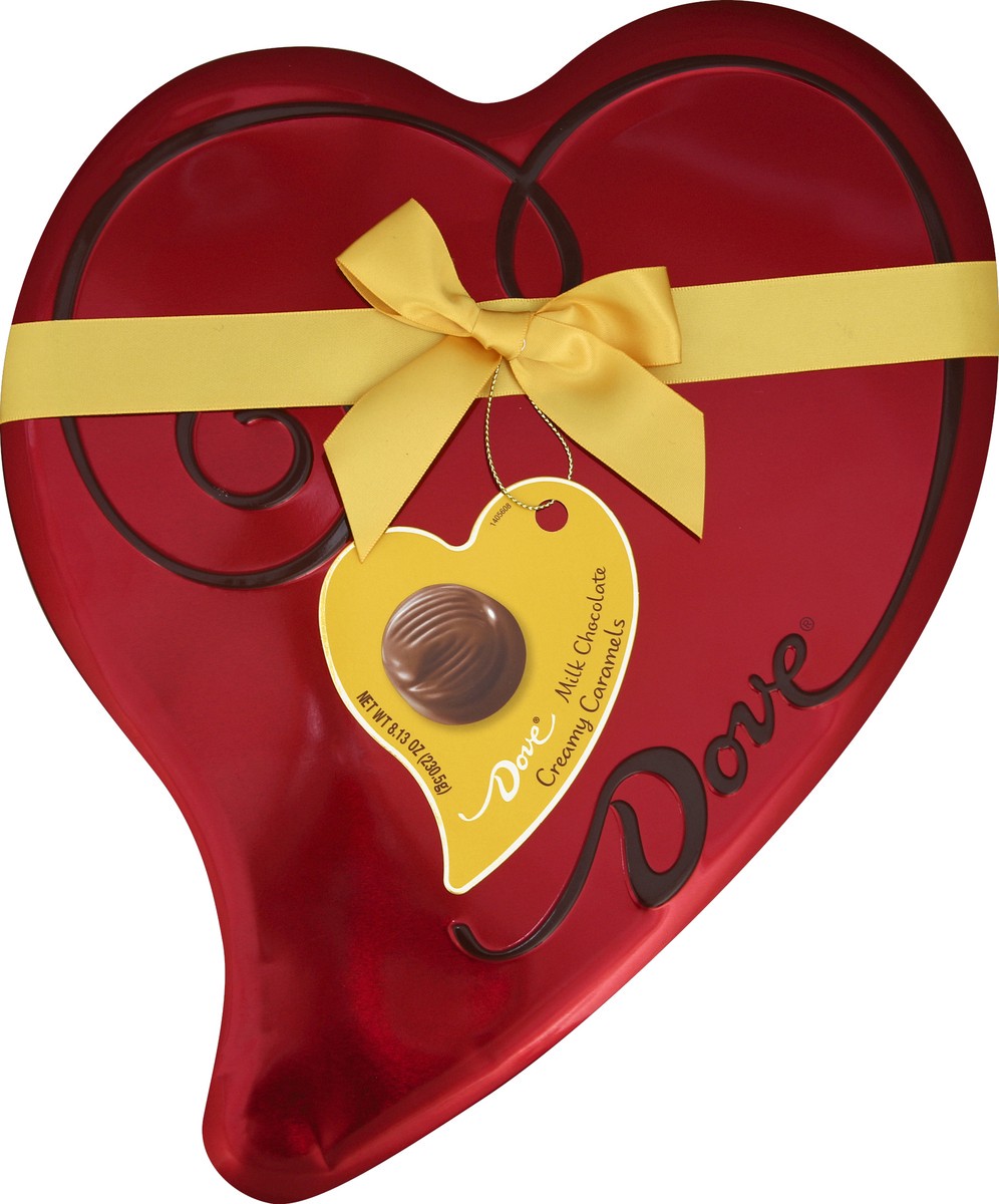 slide 4 of 6, Dove Valentine's Caramel Chocolate Candy Heart Gift Box 8.13-Ounce Tin, 8.13 oz