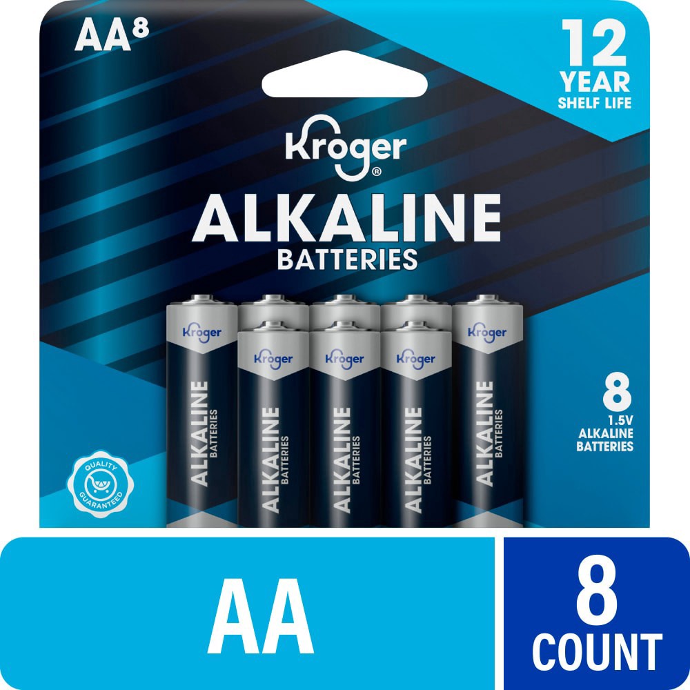 slide 1 of 1, Kroger® Alkaline AA Batteries, 8 ct
