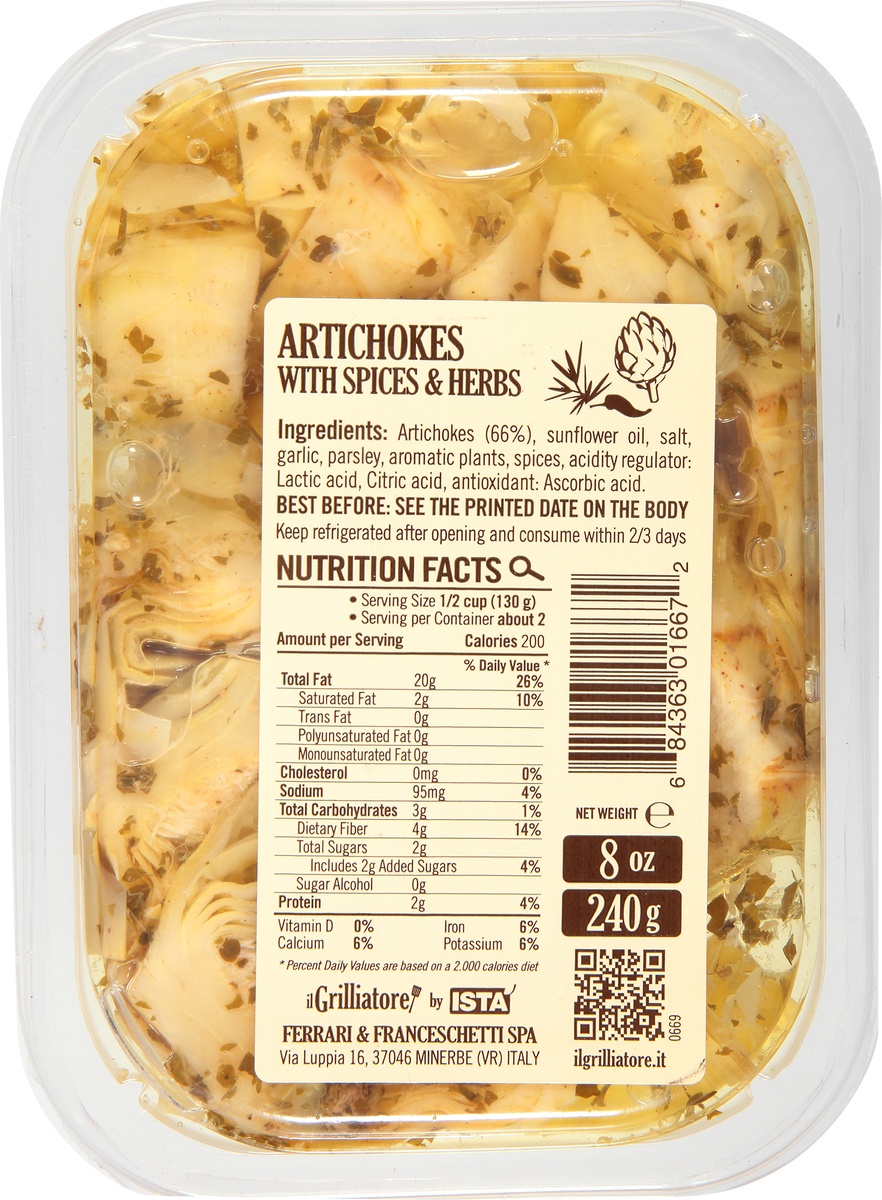 slide 10 of 10, il Grilliatore Quarters Of Artichokes With Spices, 8 fl oz