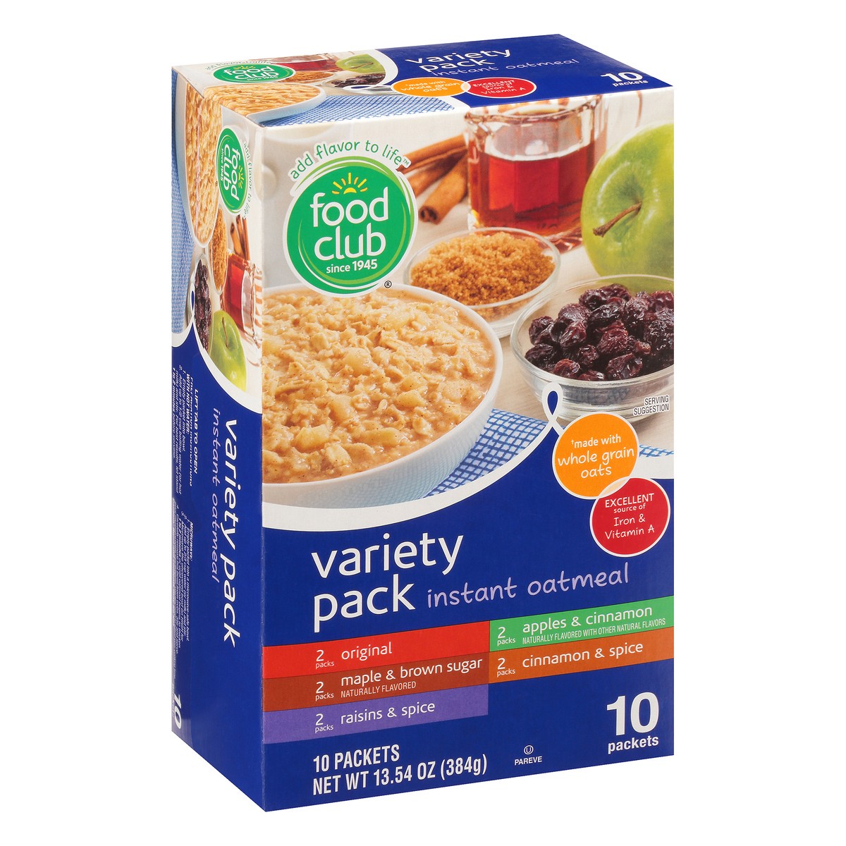 slide 2 of 10, Food Club Instant Oatmeal Variety Pack, 10 ct