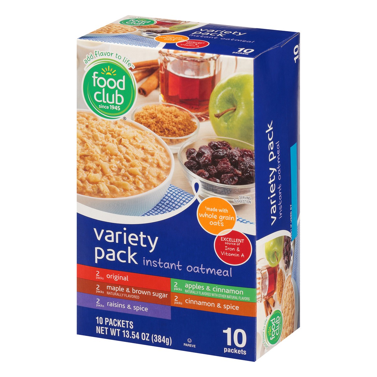 slide 3 of 10, Food Club Instant Oatmeal Variety Pack, 10 ct