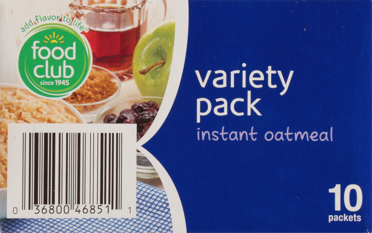 slide 8 of 10, Food Club Instant Oatmeal Variety Pack, 10 ct