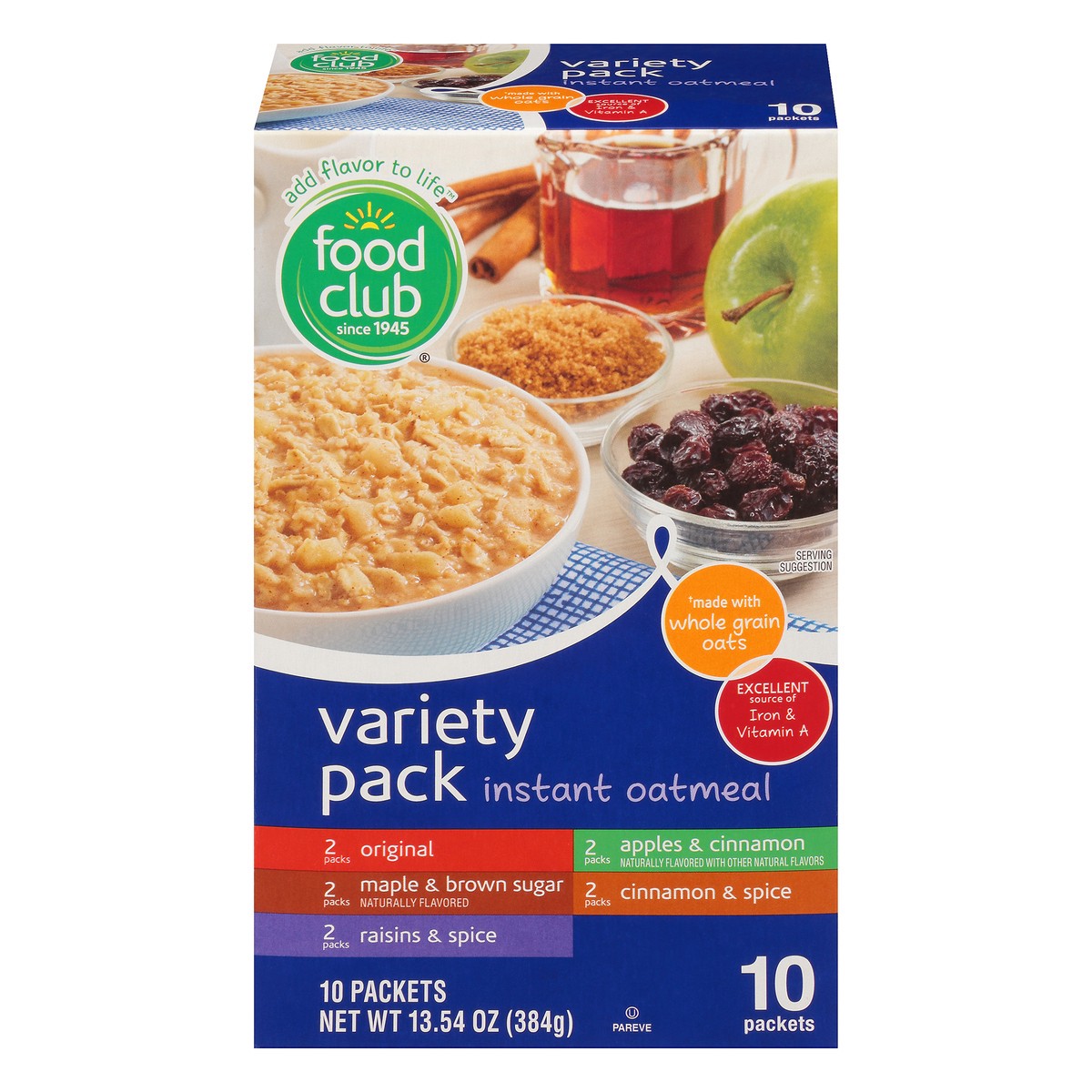 slide 1 of 10, Food Club Instant Oatmeal Variety Pack, 10 ct