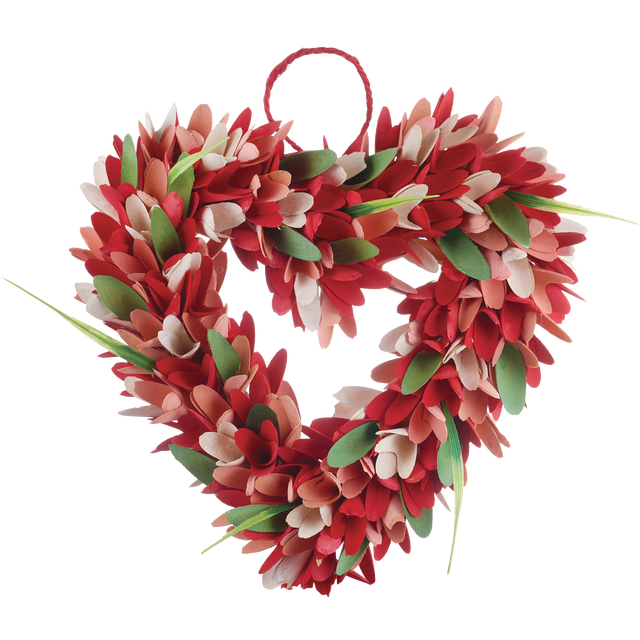 slide 1 of 1, RED AND PINK 13.25" Woodchip Heart Wreath, 1 ct