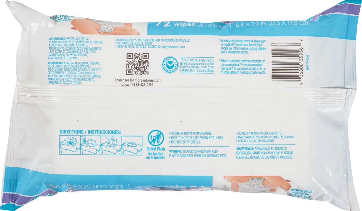 slide 10 of 10, Tippy Toes Soft & Strong Lightly Scented Wipes 72 ea, 72 ct