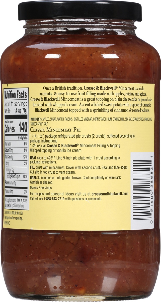 slide 10 of 11, Crosse & Blackwell Rum and Brandy Mincemeat Filling and Topping, 29 oz