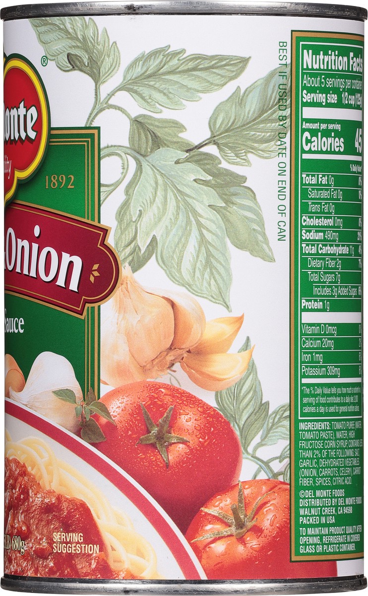 slide 3 of 9, Del Monte Spaghetti Sauce Garlic And Onion, 24 oz