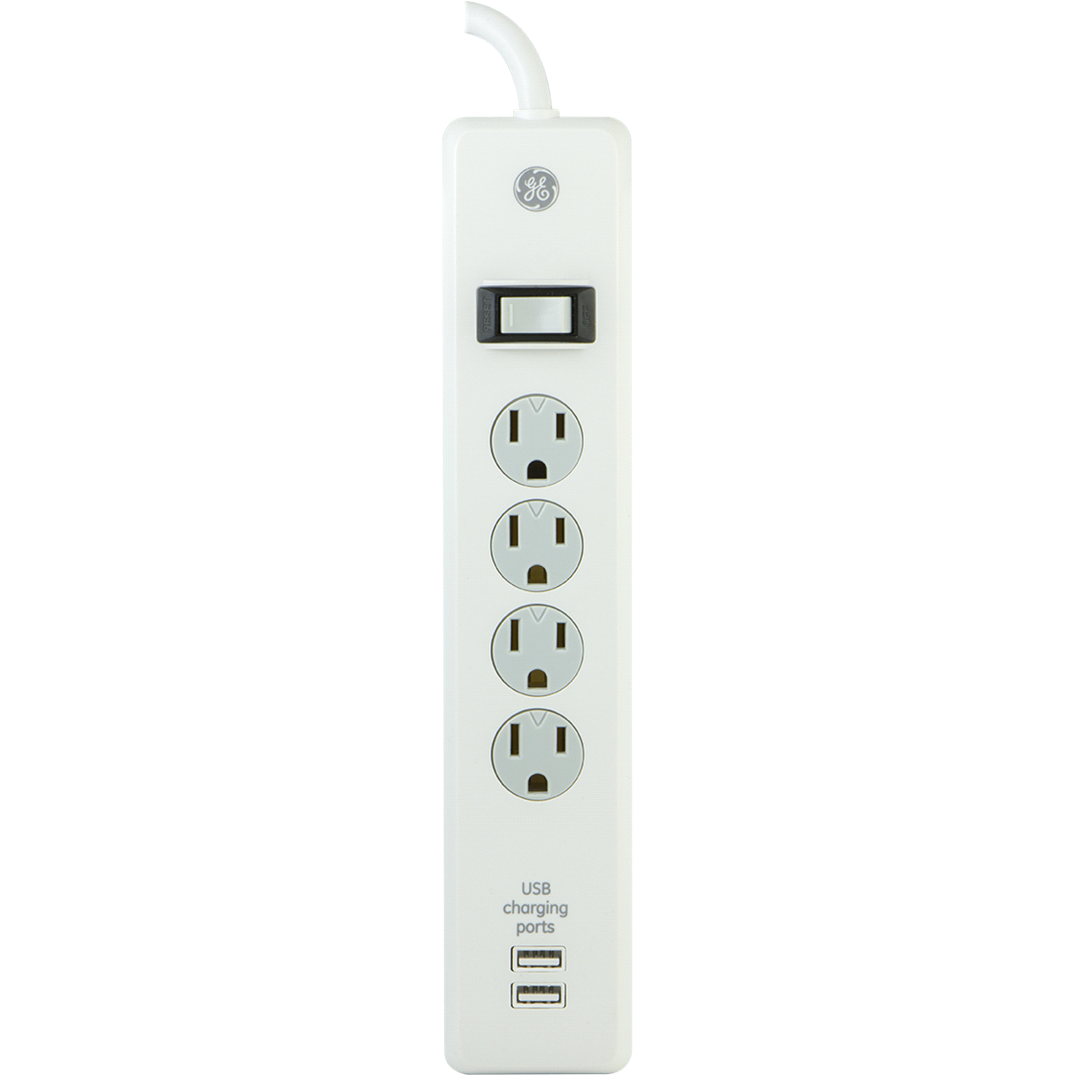 slide 2 of 3, GE 4 AC Outlet + 2 USB Ports Surge Protector, 3-Foot Cord, 1 ct