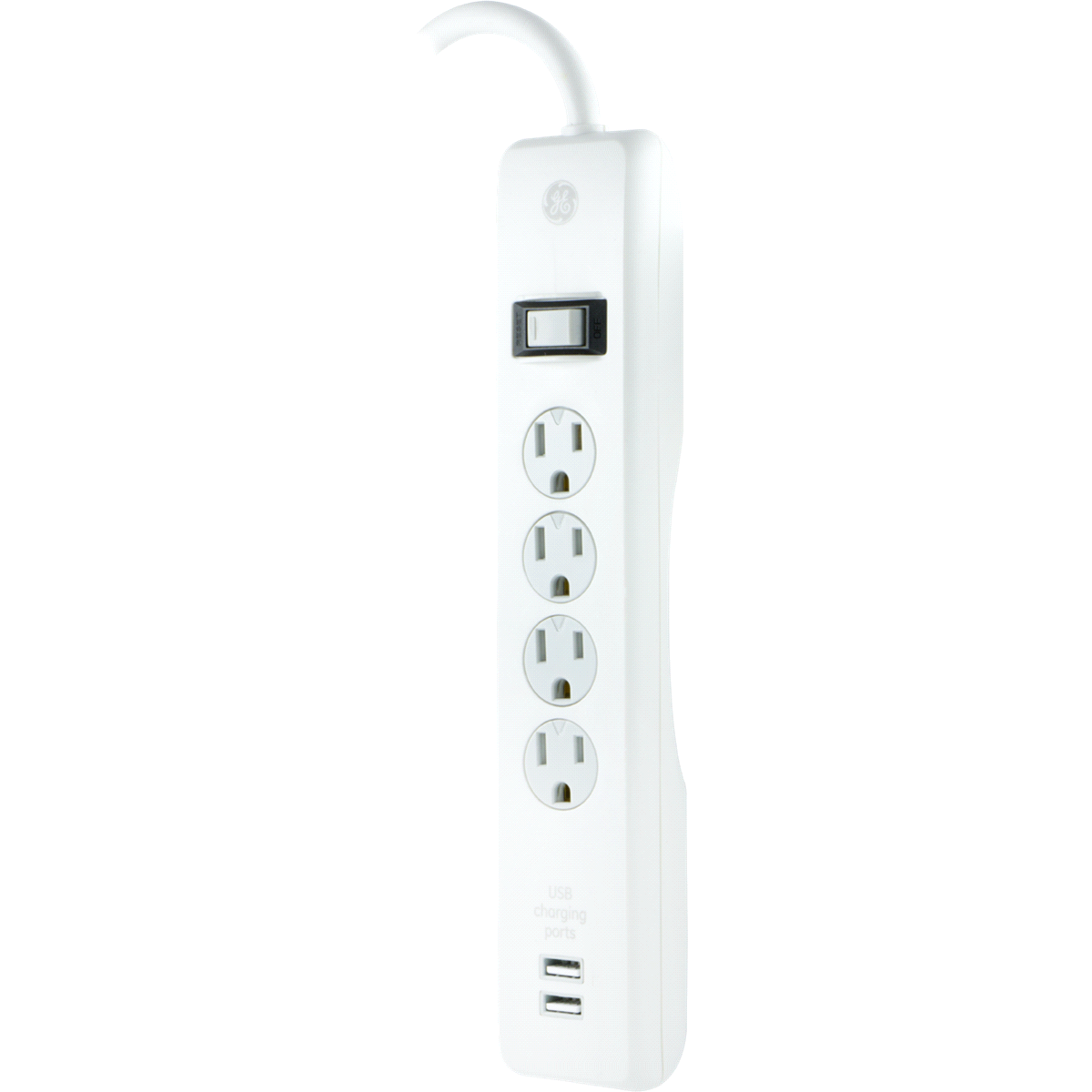 slide 3 of 3, GE 4 AC Outlet + 2 USB Ports Surge Protector, 3-Foot Cord, 1 ct