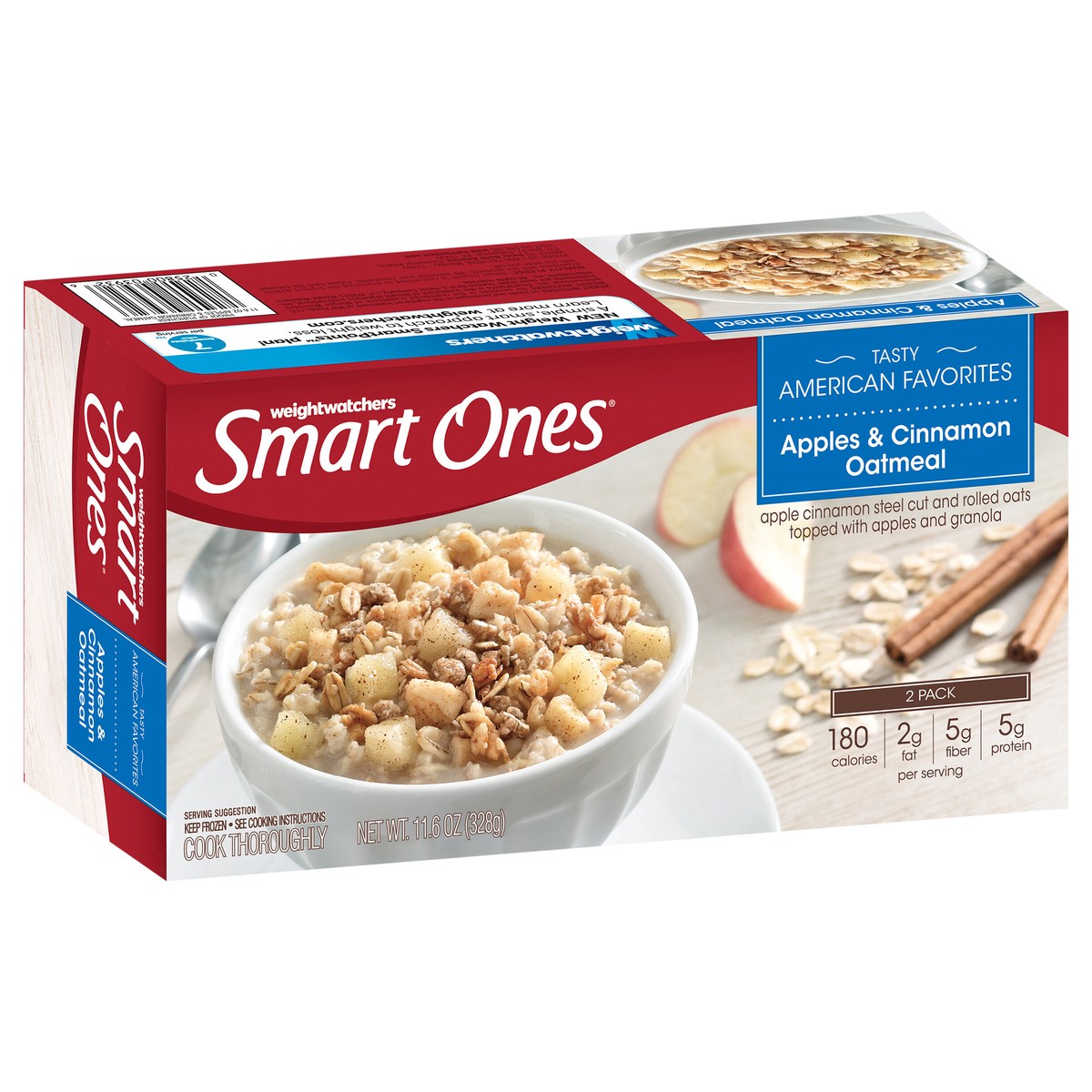 slide 3 of 12, Smart Ones Weight Watchers Smart Ones(r) Tasty American Favorites Apples & Cinnamon Oatmeal 11.6 oz Box, 2 ct