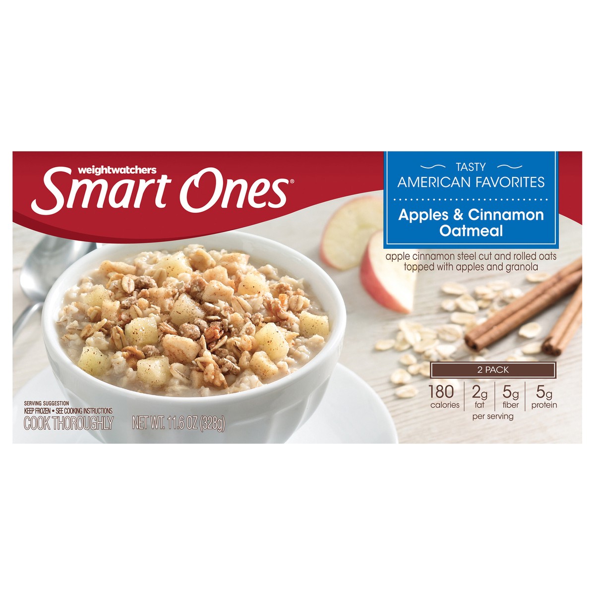 slide 8 of 12, Smart Ones Weight Watchers Smart Ones(r) Tasty American Favorites Apples & Cinnamon Oatmeal 11.6 oz Box, 2 ct