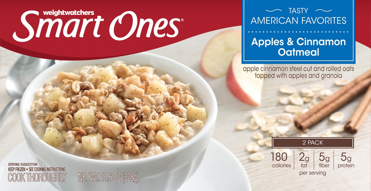 slide 11 of 12, Smart Ones Weight Watchers Smart Ones(r) Tasty American Favorites Apples & Cinnamon Oatmeal 11.6 oz Box, 2 ct