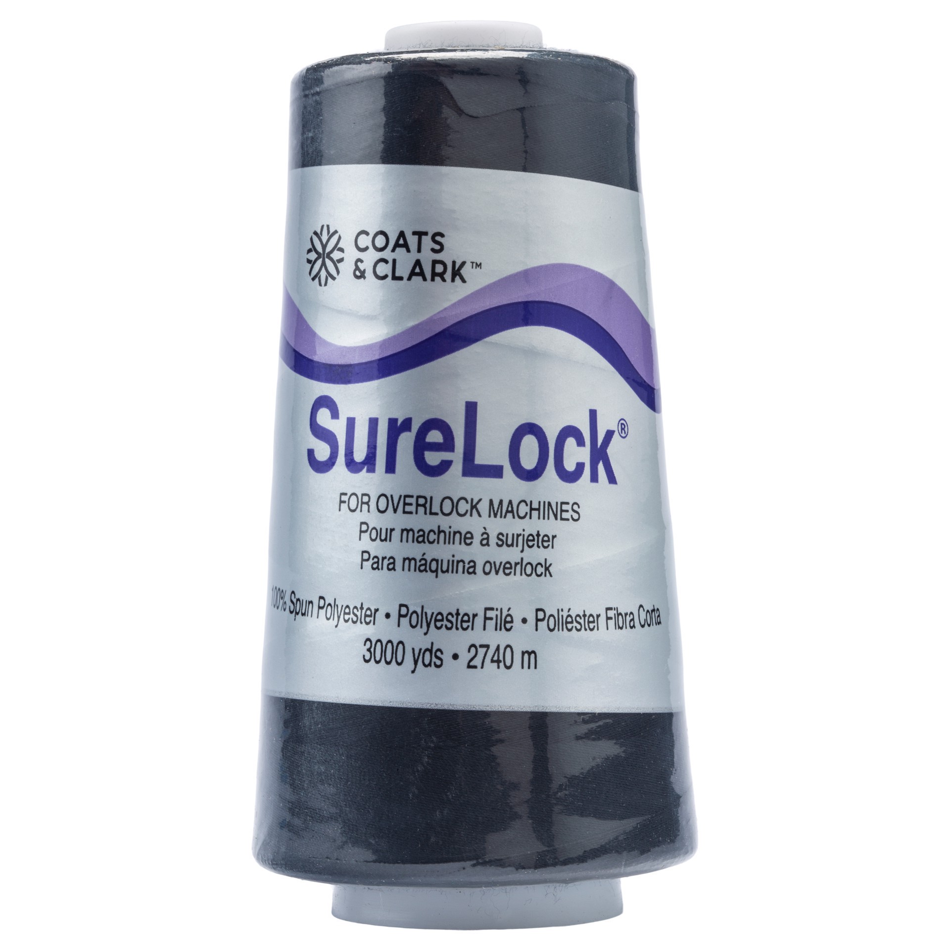 slide 4 of 5, Coats Surelock Black Thread Cone, 3000 yd