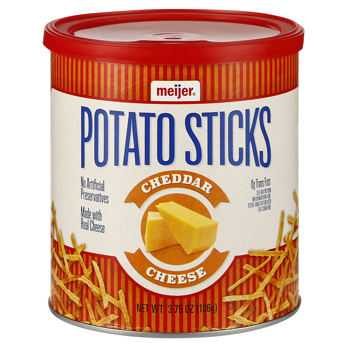 slide 1 of 9, Meijer Cheddar Cheese Potato Sticks, 3.5 oz