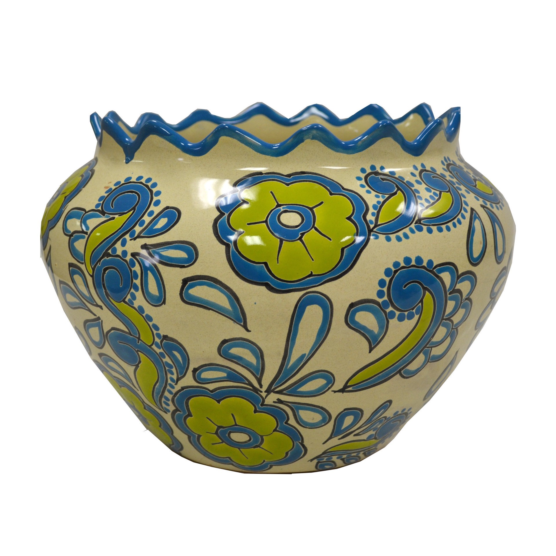 slide 1 of 1, Blue Orange Pottery Blue & Green Talavera Ball Planter, 1 ct