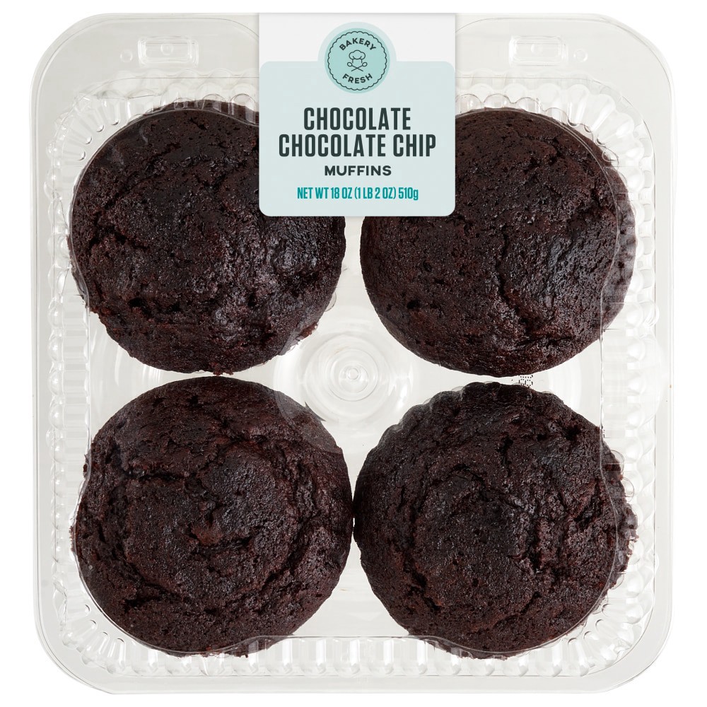 slide 1 of 1, Bakery Fresh Chocolate Chip Muffins, 4 ct